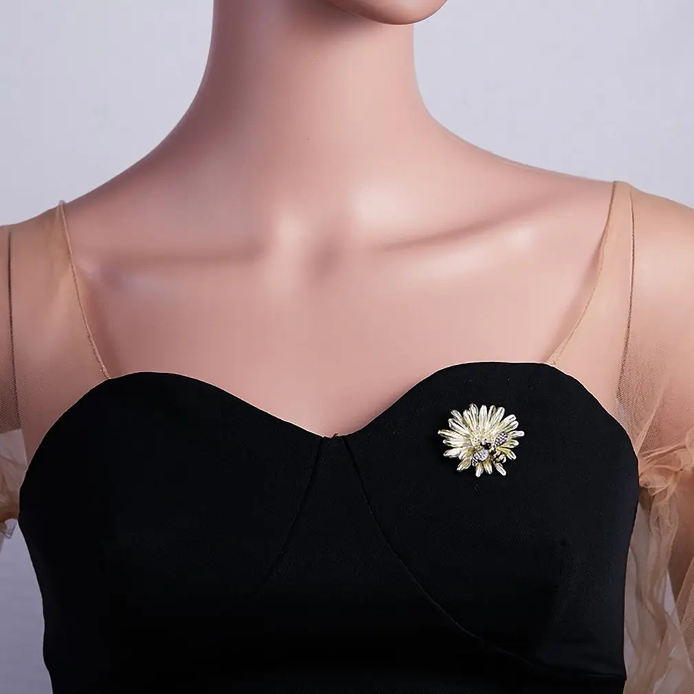 Креативный Сплав Брошь Подсолнух пчела Стразы Декор-брошь ювелирные изделия для