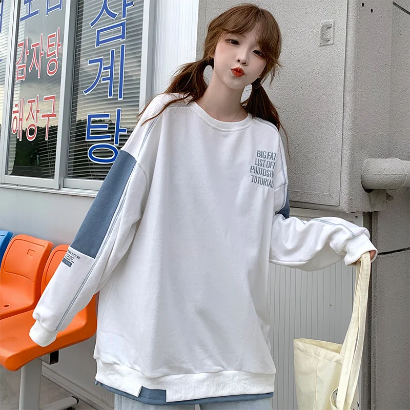 

Свитер в американском стиле хип-хоп Женский на весну и осень свободный в Корейском стиле Ins стиль без одежды Bf тонкий дизайн