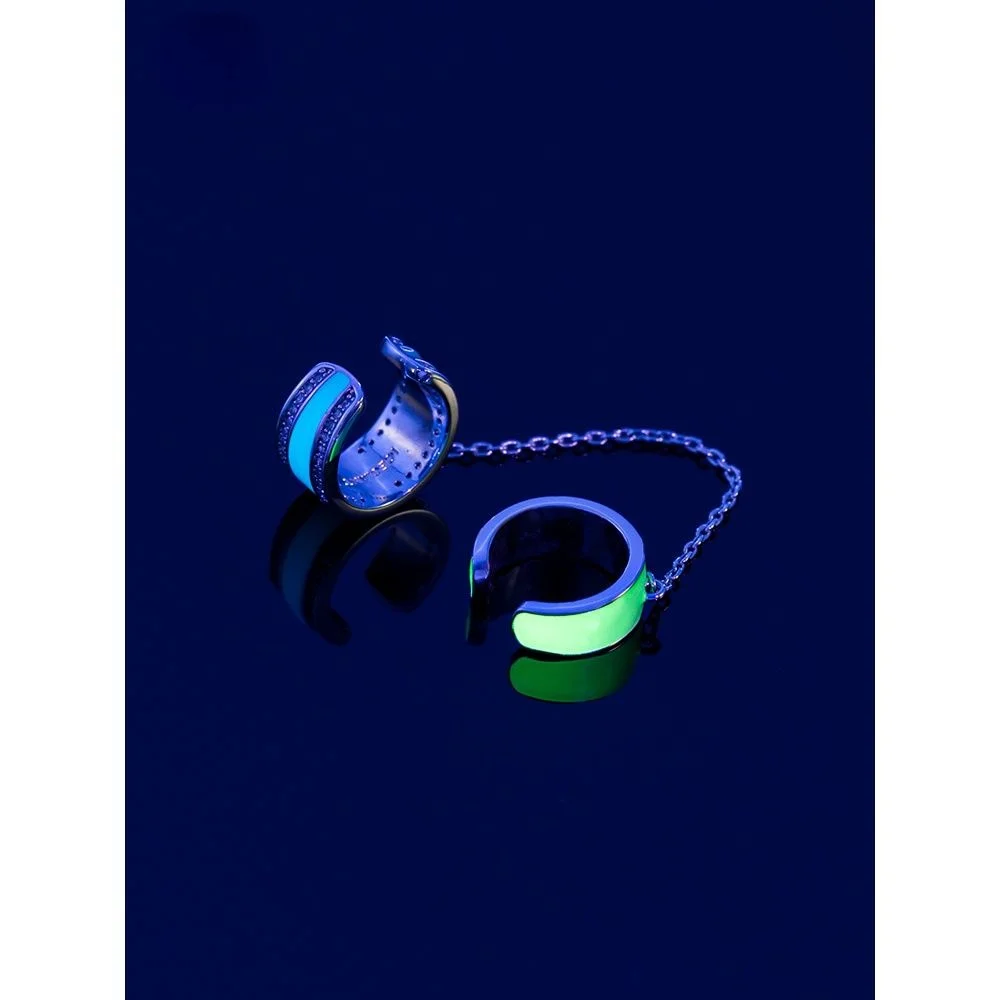 Pendientes luminosos de dos colores para hombre, cadena de Hip-Hop, azul, verde, con Clip para las orejas, novedad de 2022, venta al por mayor