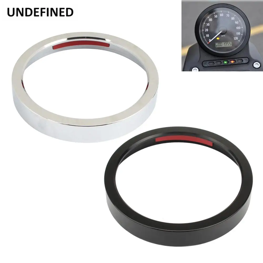 Motorcycle Speedometer Trim Bezel Trim Ring Aluminum For Harley Sportster 883 1200 Dyna Street Bob Low Rider Black/Chrome