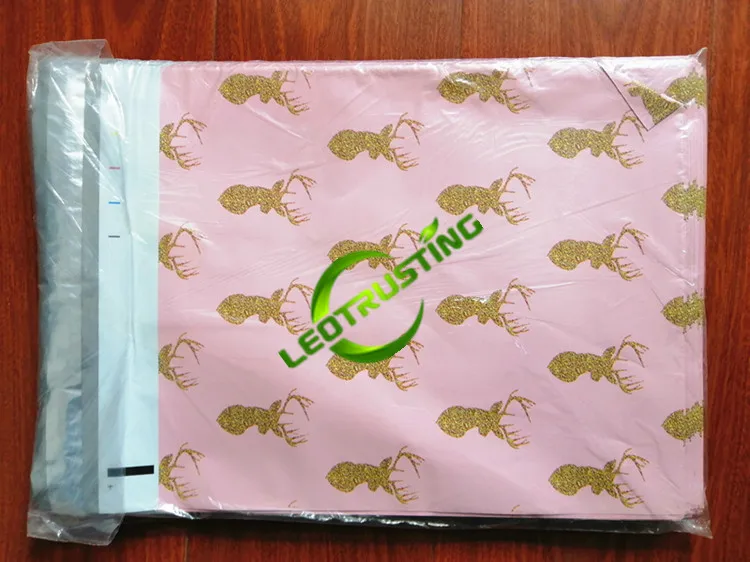 Leoturning 100 шт 26x33+ 4 см Золотой X-mas лося пластиковый конверт самоклеящаяся Курьерская сумка поли Mailer подарки упаковка сумка