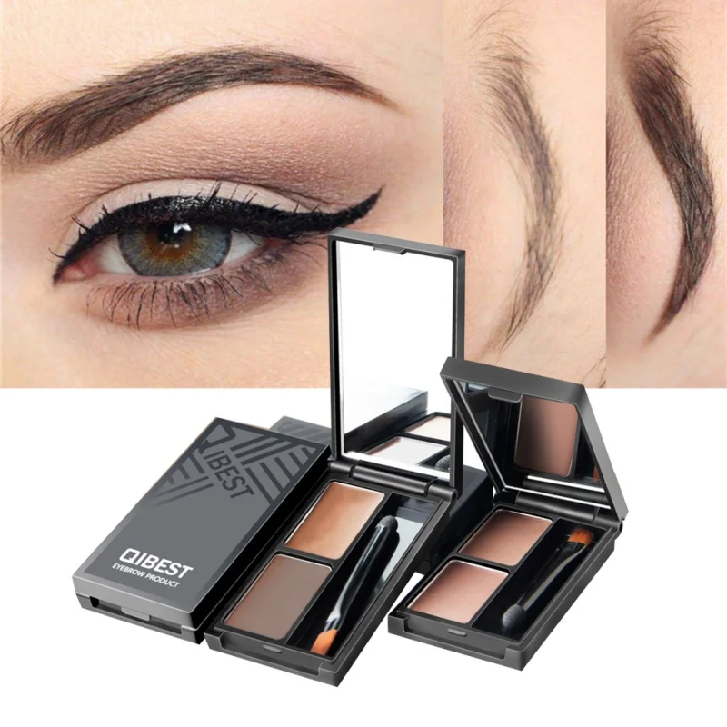 Коричневый черный два использования тени для бровей пудра макияжа крем с