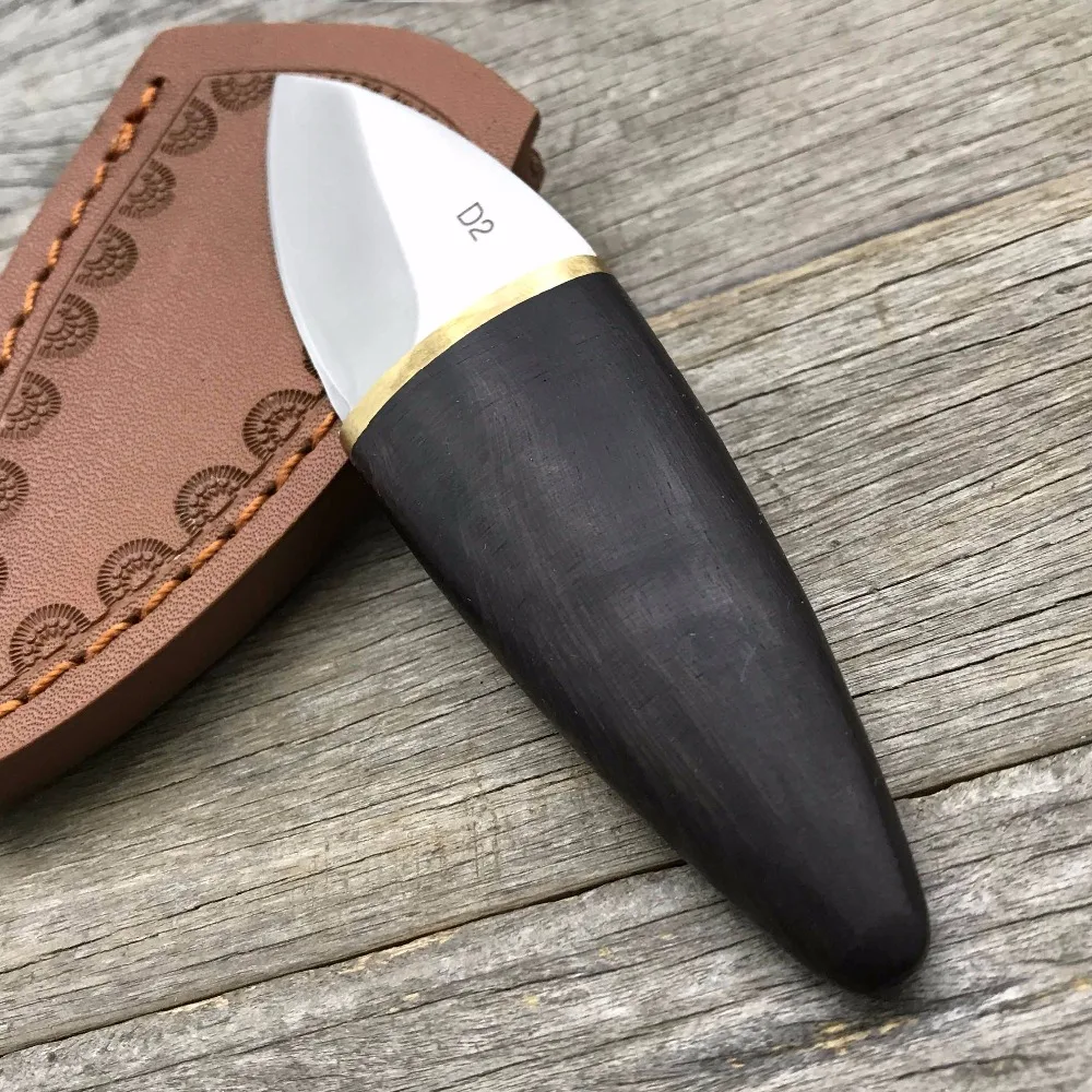LDT мини-маслина нож с фиксированным лезвием D2 лезвие сандалии деревянная ручка