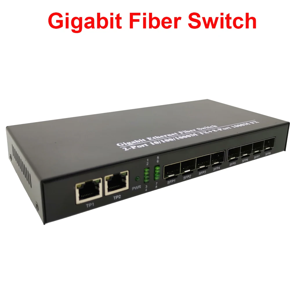 8*1 25G SFP гигабитный Ethernet коммутатор волоконно оптический медиаконвертер и 2 * RJ45