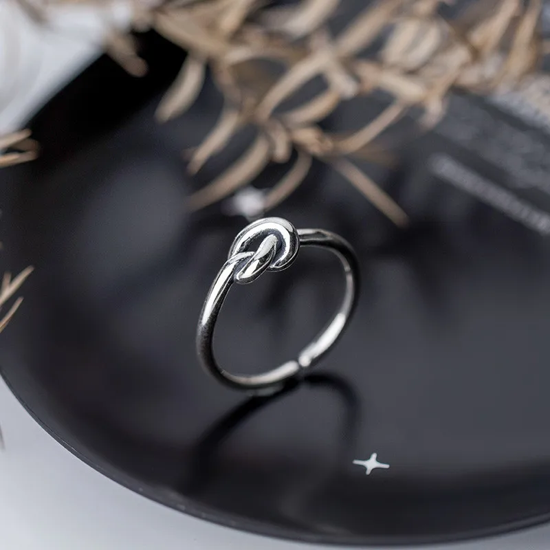 INZATT Real 925 Sterling Silver Vintage Rope Knot Opening Ring For Hot Women Party Minimalist Fine Jewelry Gift 2019 | Украшения и