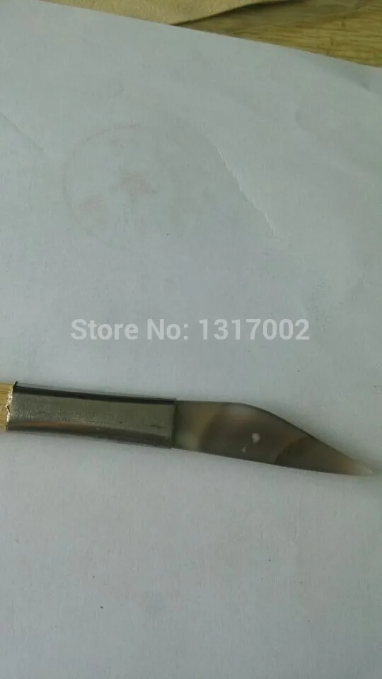 Gold Agate Burnisher with Bamboo Handle Knife Shape,jewelry jade polishing knife,jewelry engraving knife10pcs/bag