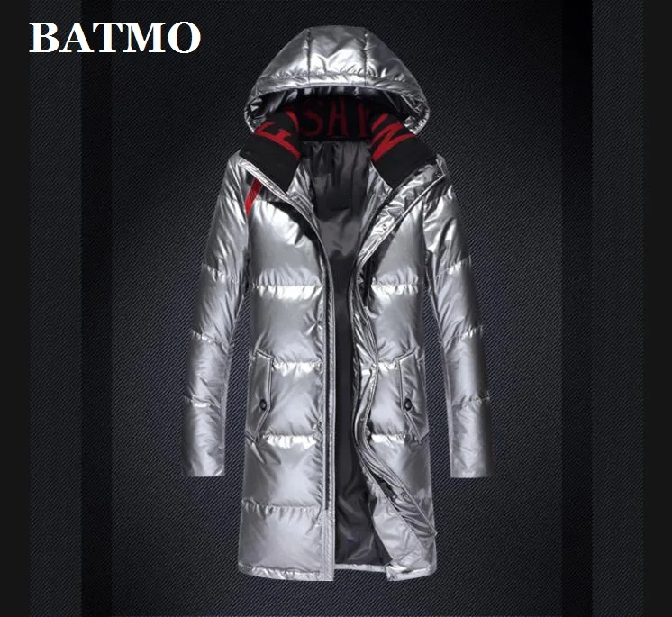 Серый BATMO Новое поступление Зима Высокое качество 90% белый утиный пух куртки с капюшоном для мужчин, водонепроницаемые пуховики с капюшоном для мужчин, 61909 - Цвет: Серый