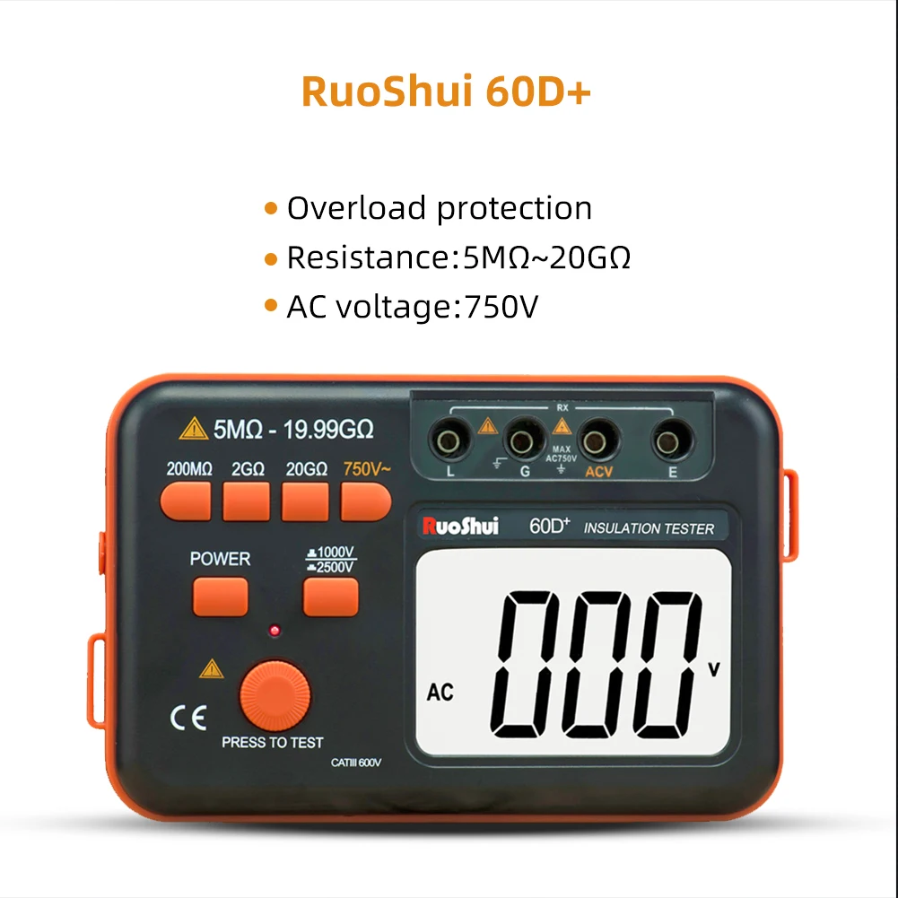 Цифровой изоляционный тестер короткого замыкания RuoShui VC60D измеритель