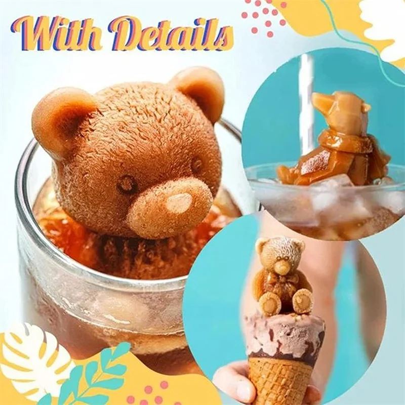 

Teddy Bear Silicone Molds Ice Mould Kitchen Baking Accessories Coffee Milk Tea Fondant Whiskey Ice Bear Mold Bar Tool Cake Decor