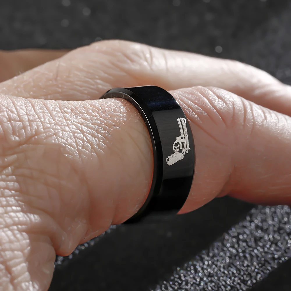 MOREDEAR 8mm Titanium Ring For Men amd Women Revolving Pistol Gun | Украшения и аксессуары