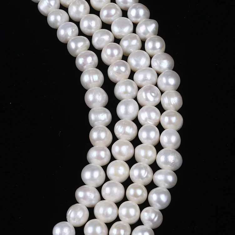 

APDGG Wholesale 10Strands Natural 7-8mm potato pearl strand Freshwater Pearl String Strand women lady jewelry DIY