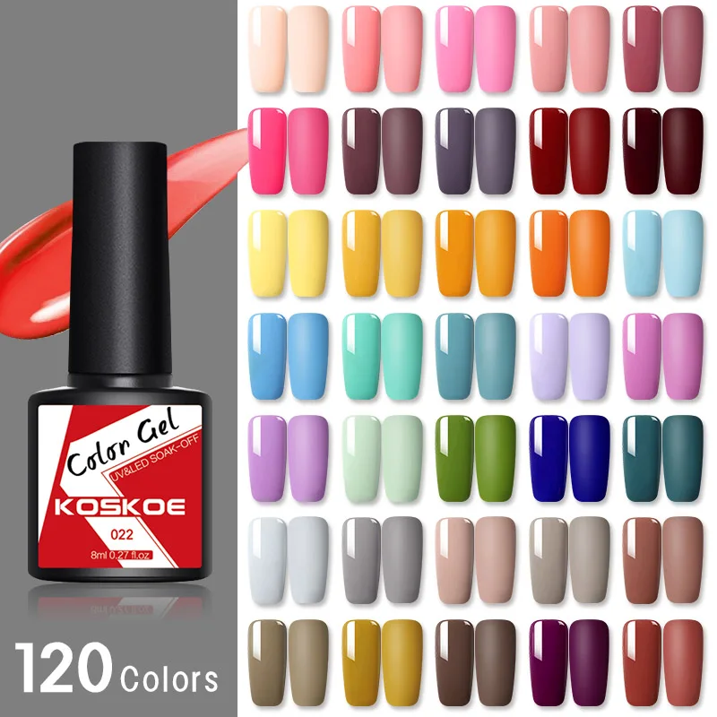 KOSKOE 8ml Color Gel Polish Semi Permanent Vernis Top Coat UV LED Varnish Soak Off Nail Art Glitter Nails | Красота и здоровье