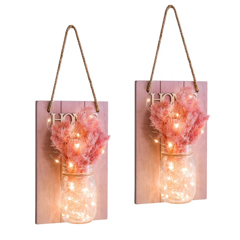 Ins деревенский Мейсон Jar настенные бра подвесной дизайн светодиодный Сказочный