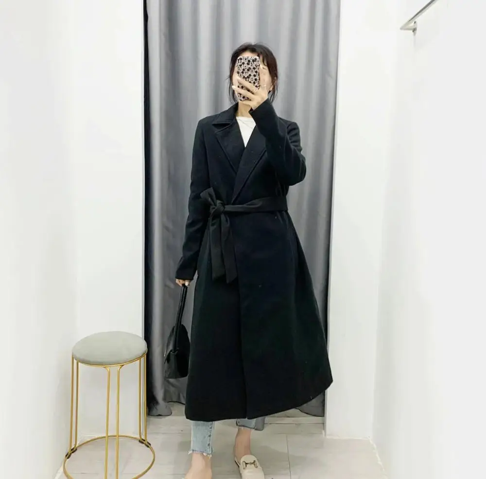 

2020 New Autumn Winter Women Long Coat Belted Casual Fashion Elegant Warm windbreaker Outerwear Trench parka female jacket