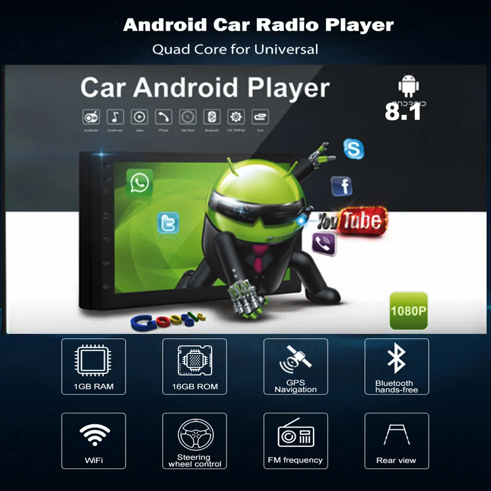 Автомобильные аксессуары Android 8,1 2 Din Автомобильный Радио Мультимедиа Видео плеер Универсальный Авто Стерео gps карта для Volkswagen Nissan hyundai