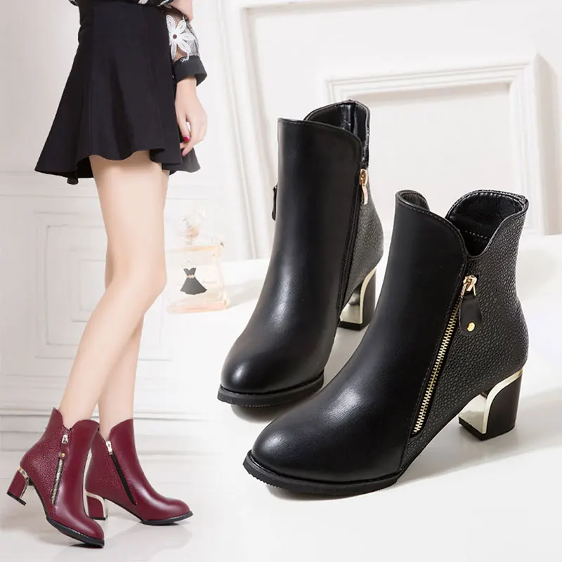 European Style Contracted Tide Girl Boots Woman British Martin Autumn Winter 2019 New High-heeled Shoes | Обувь