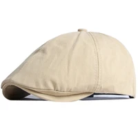 ht3683 100 cotton flat caps for men women beret hat 6 panels ivy octagonal newsboy cap artist painter hat adjustable beret cap
