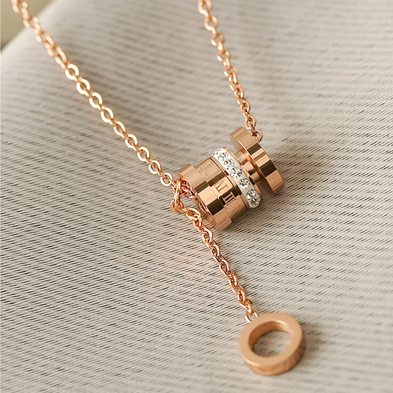Ожерелье из нержавеющей стали 316L колье розового золота цепочка в римском стиле