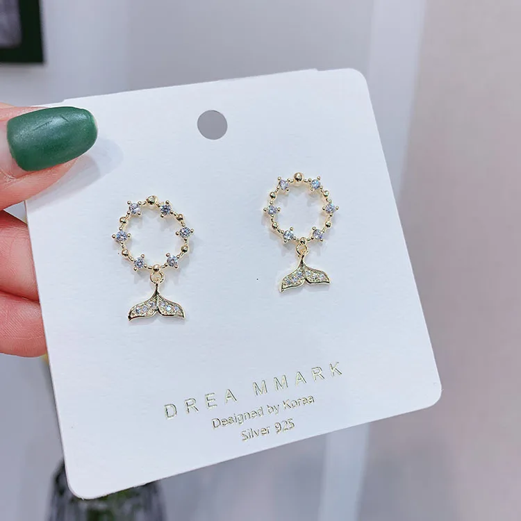 Bohemian Exquisite Crystal Fishtail Earrings For Women Fashion Circle Drop Earring Cute Jewelry Girl | Украшения и аксессуары