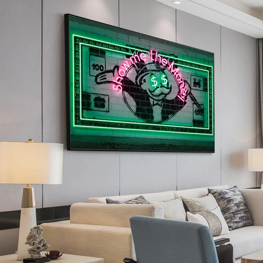 

Alec Graffiti Show Me The Money One Hundred Dollars Posters and Prints Nordic Canvas Painting Wall Art Living Room Decor Cuadros
