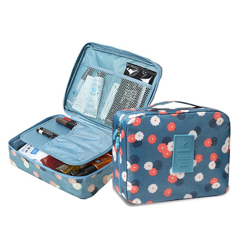 Переносная дорожная моющаяся сумка с цветком квадратная косметичка для хранения
