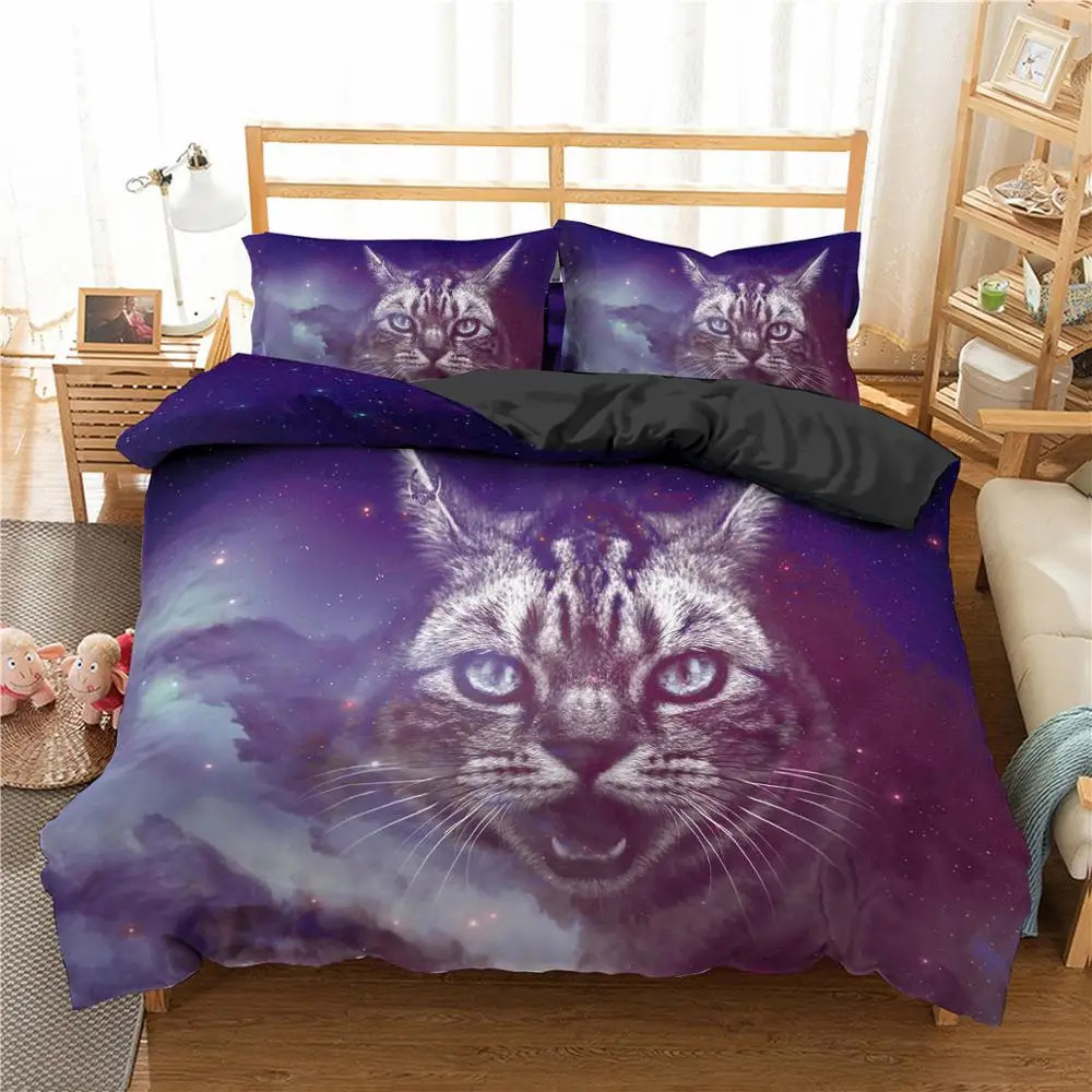 Boniu 3d Galaxy с животными пододеяльник с наволочкой Волк/Лев/кошка/орел печатных постельных принадлежностей роскошный домашний текстиль постельное белье