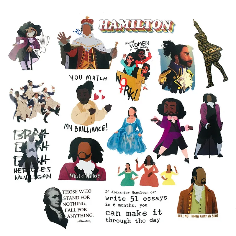 10/50PCS Musical Hamilton Stickers DIY Motorcycle Luggage Guitar Skateboard Waterproof Cool Decal Sticker Classic Toy Gift | Канцтовары
