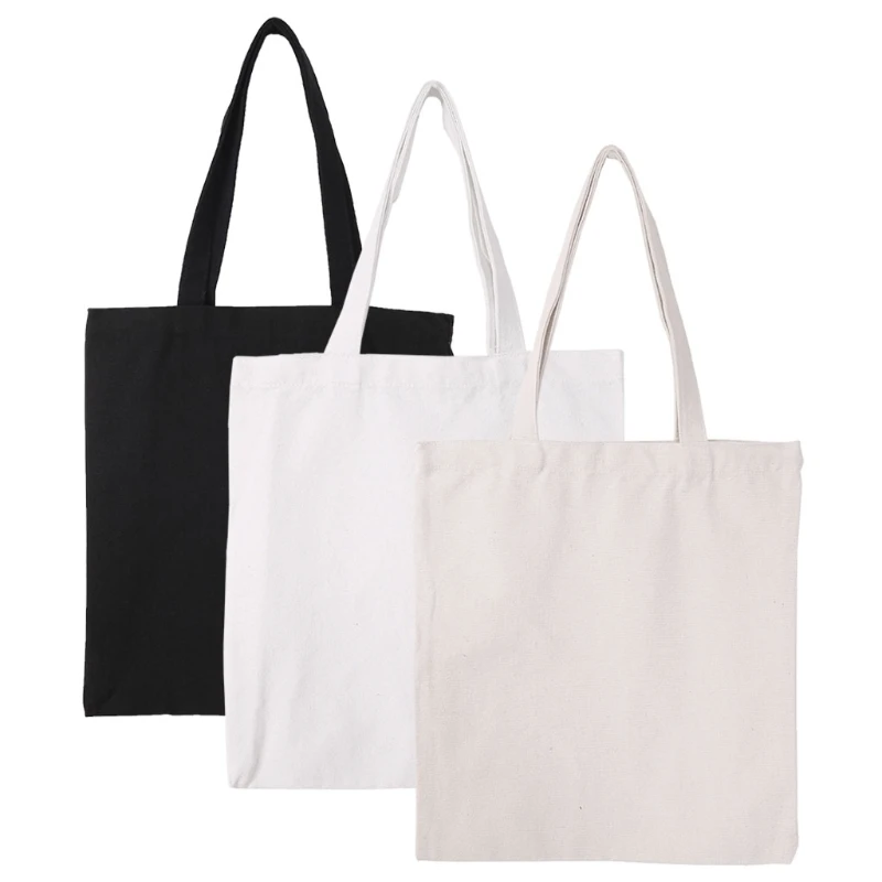 

DIY Canvas Tote Bag For Woman Fabric Shopping Shoulder Bags Blank Handmade Gift Handbags