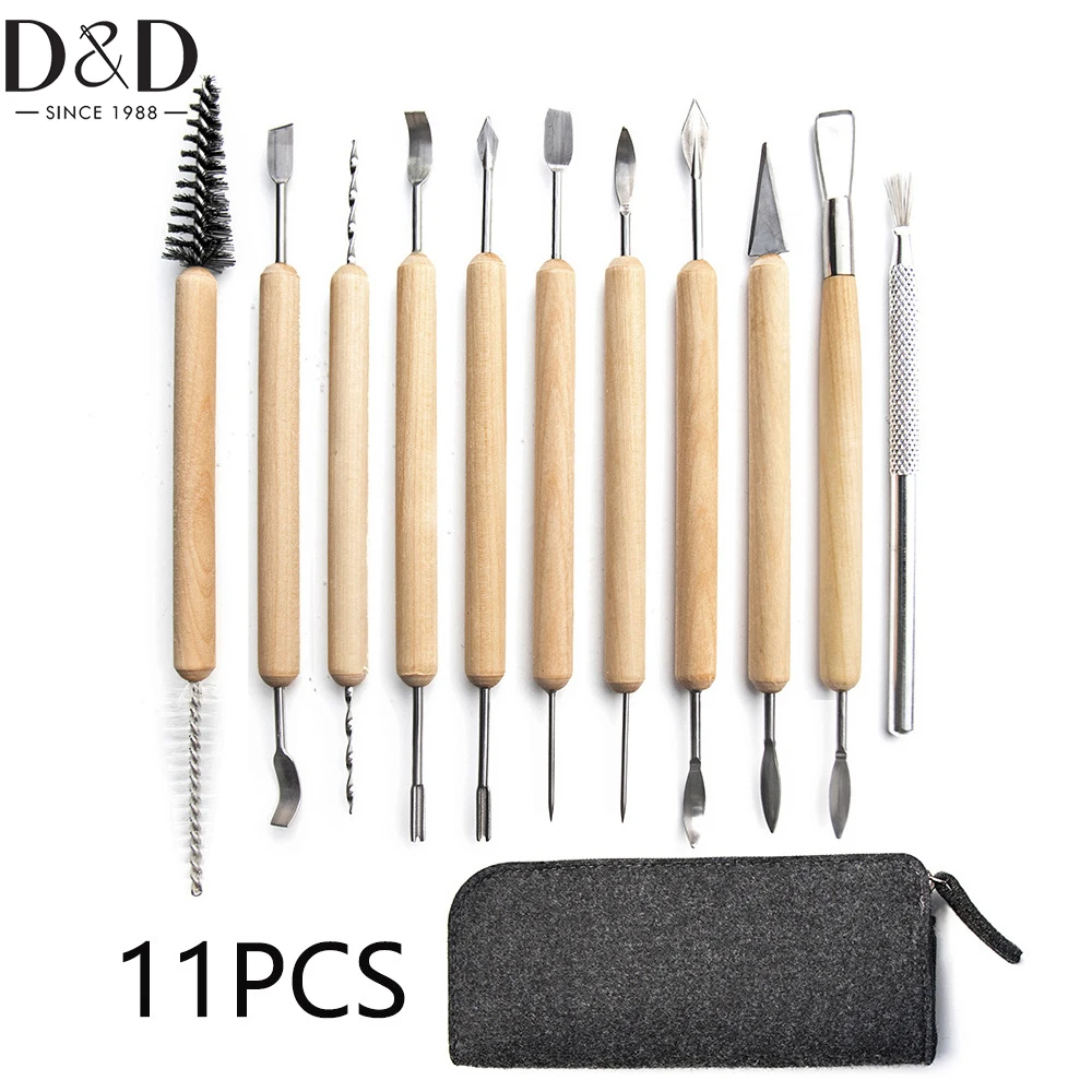 

D&D 11pcs/set Pottery Tool Kit Beginner's Clay Sculpting Set Halloween Pumpkin Jack-o-Lantern Carving Tools