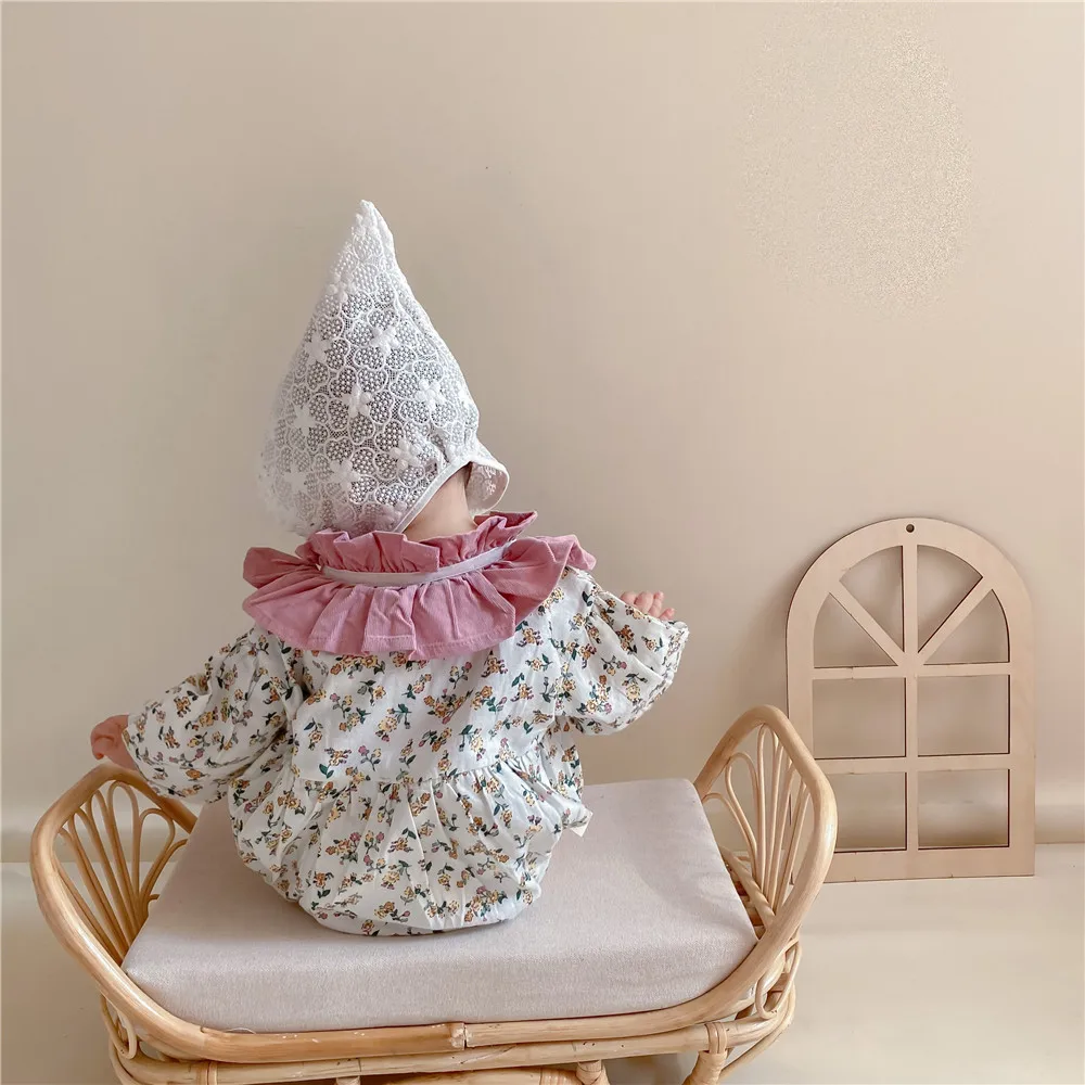 

2021 Baby Spring Romper Boys And Girls Lapel Long-Sleeved Floral Jumpsuit