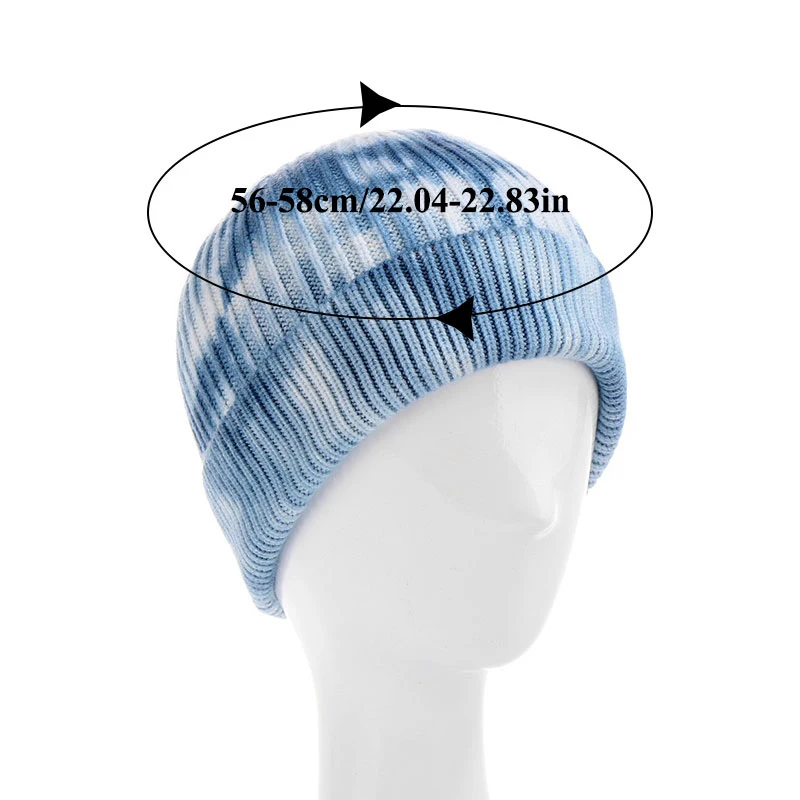 

New Autumn Winter Knit Cap Tie-Dye Warm Knitted Hat Classic Elastic Beanies Caps Casual Hip Hop Hats Unisex Dome Toe Hat