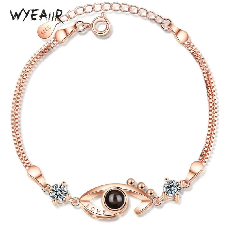 WYEAIIR 100 языков я люблю тебя Видимый 925 пробы Серебряный Женский дьявол глаз