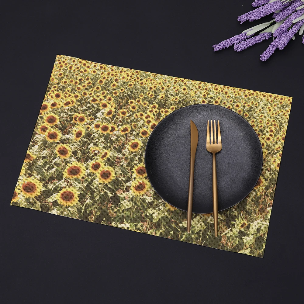 

painting Heat-Resistant Placemats Stain Resistant Anti-Skid Washable PVC/Polyeste Table Mats Woven Vinyl Placemats, Set of 4 PCS