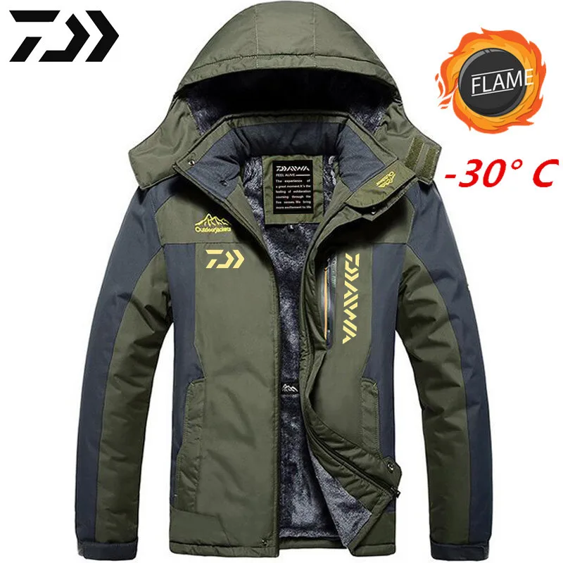 

2021 DAIWA Fishing Clothing Winter Autumn Winter Waterproof Warm Fishing Jackets Men Fleece Thick Outdoor Fishing Shirts M-9XL