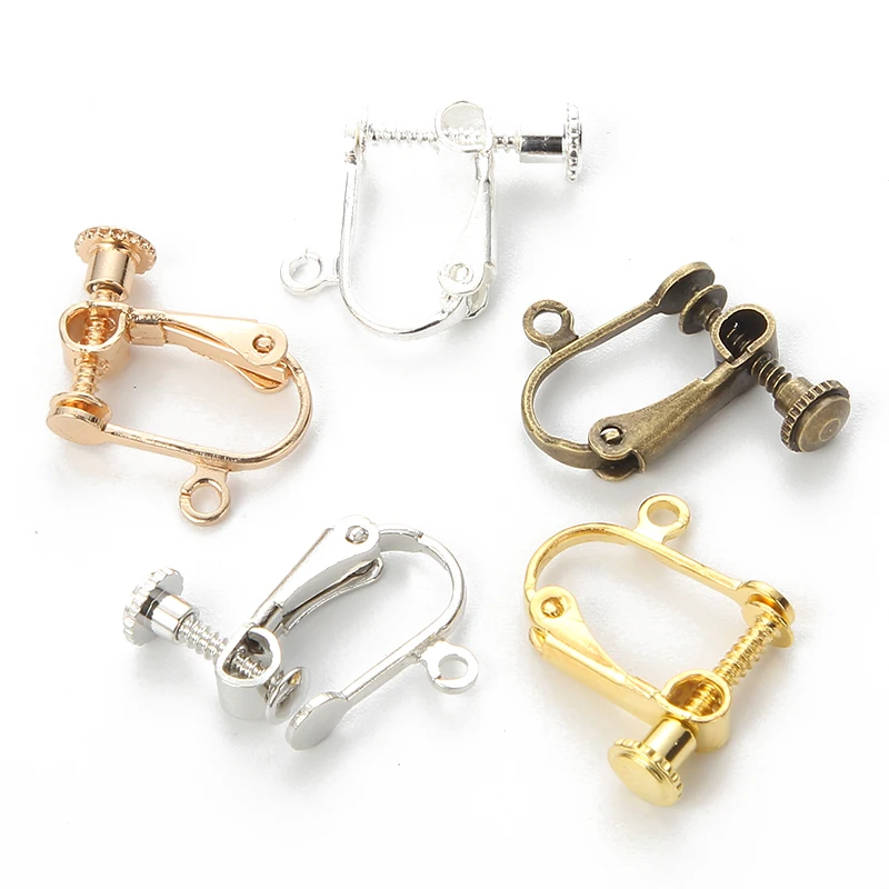 

10 шт. 15*13 мм латунного винта серьги-Клипсы Серьги настройки поворот тормозные колодки для серьг, пустой база рамка для расходных материалов ...