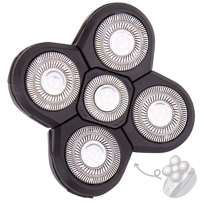 

Men's Washing Hair Shaver Blade Accessories Replacement 5 Heads Beard System Shaving Heads Fit Bald Shavers Ead Easy Install