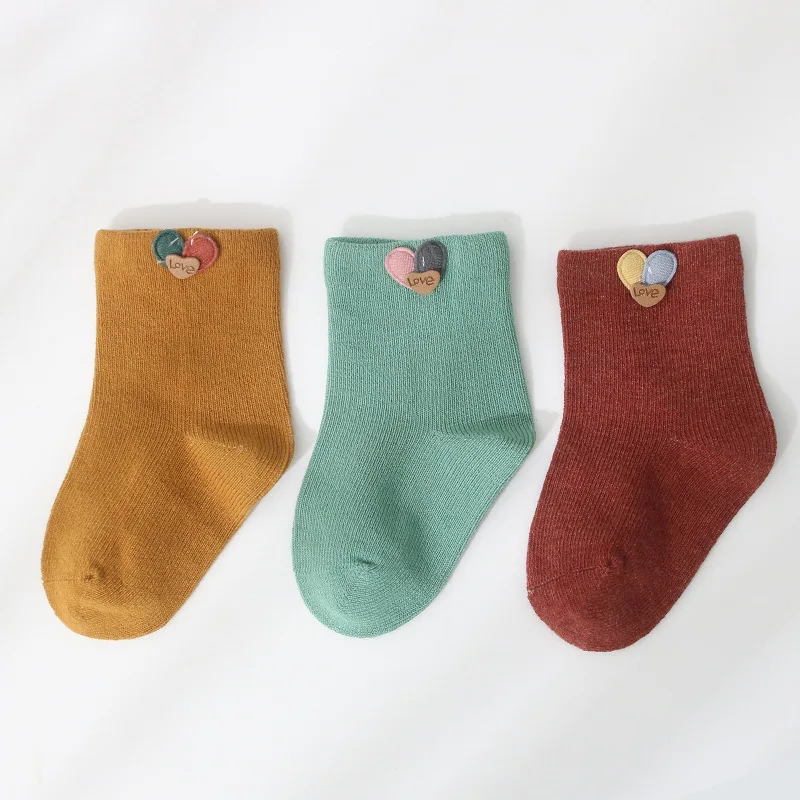 Calcetines de algod&oacute;n para ni&ntilde;os y ni&ntilde;as, medias de colores s&oacute;lidos para reci&eacute;n nacidos, primavera y verano, 3 par/lote-5