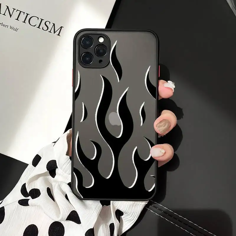 

Flame Fire fashion art pattern luxury Phone Cases funda matte transparent For iphone 7 8 11 12 plus mini x xs xr pro max cover