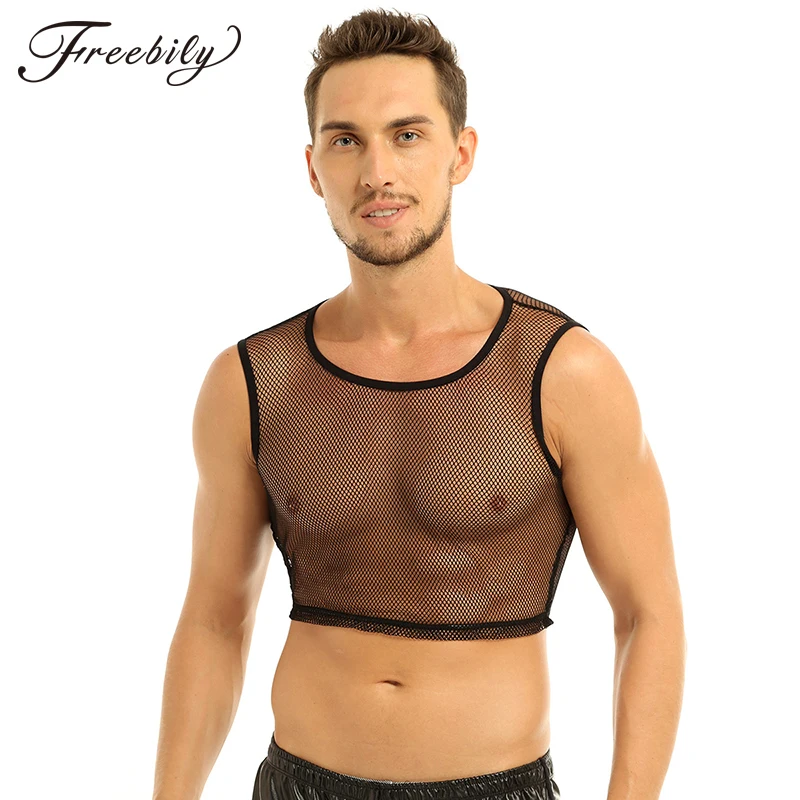 

Brand Men Tank Top Sexy Sleeveless Top Tees Shirts Vest Man Mesh Elasticity Tank Top Singlets Men Fitness Casual Vest