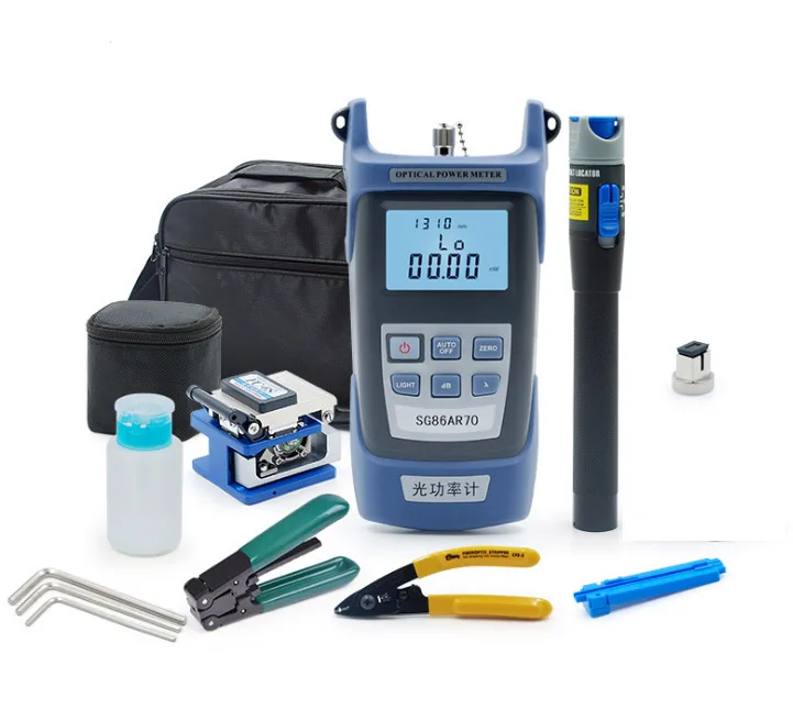 Free Shipping 6 In1 FTTH Fiber Optic ToolKits Optical Optical Power Meter/ visual Fault Locator/ Strippers/ Fiber Cleaver