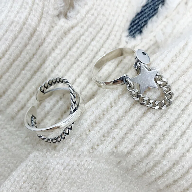 XIYANIKE серебряный цвет кисточка китайские звезды кольца для женщин пары винтажный