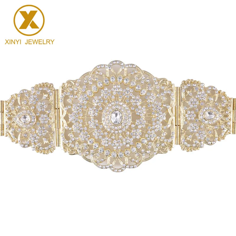Фото Женский серебристый металлический ремень, регулируемая длина, цепочка с бриллиантами №5