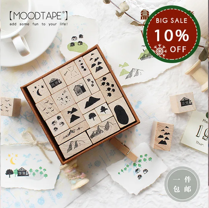 Moodtape винтажные бумажные коробки Дерево Чистый штамп для DIY