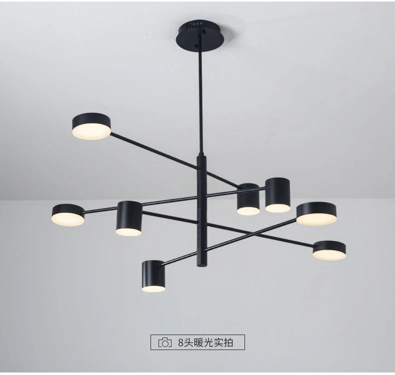 Nordic Led Ceiling Chandelier Light Lamp with Black Round Long for the Living Room Loft Bedroom Hall Dining Room Home Decor Lamp