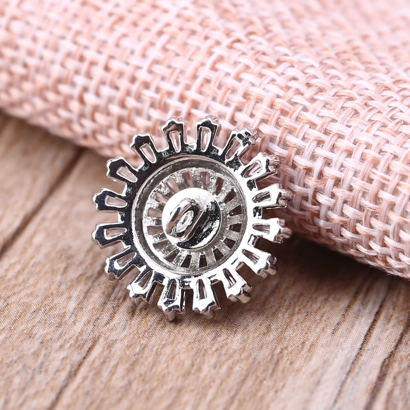

5Pcs 18mm Round Gear Shaped Rhinestone Buttons with Metal Loop Embellishments for DIY Jewelry Wedding Garment Accessory