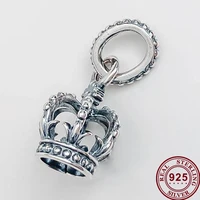 100 925 sterling silver charm silver retro new crown pendant fit pandora women bracelet necklace diy jewelry
