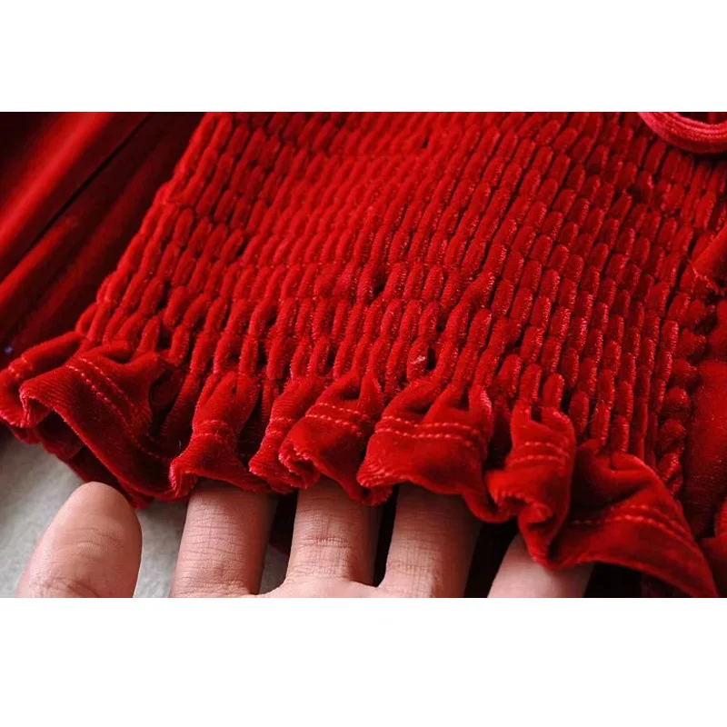 

Long sleeve blouse women streetwear shirt vintage lace up ladies tops elegant korean ruffle blouse lolita red shirts summer 2020