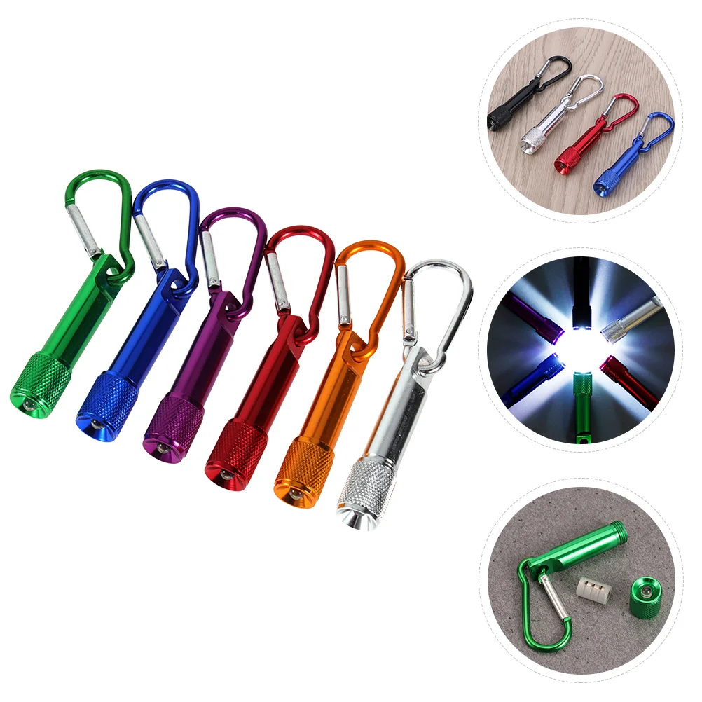 

6 шт. мини-фонарик с карабином, портативные маленькие фонарики, инструмент для наружного освещения