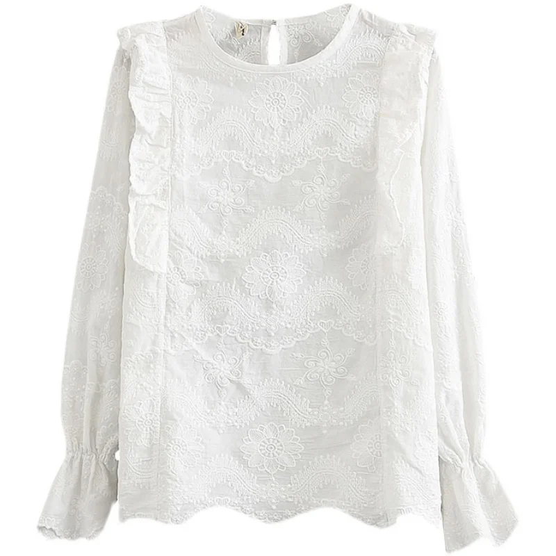 

Lamtrip Gothic Embroidery Sweet White Shirt Lolita Ruffles Top