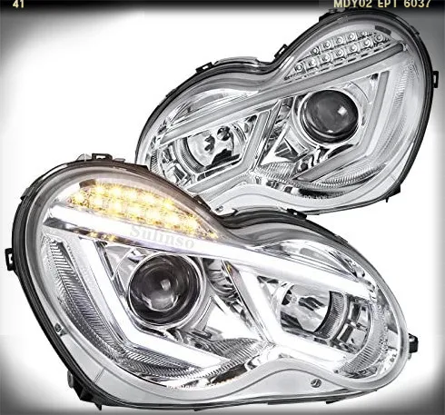 

Sulinso For Tuning for Mercedes Benz W203 C-Class LED Strip Signal Clear Projector Headlights Pair